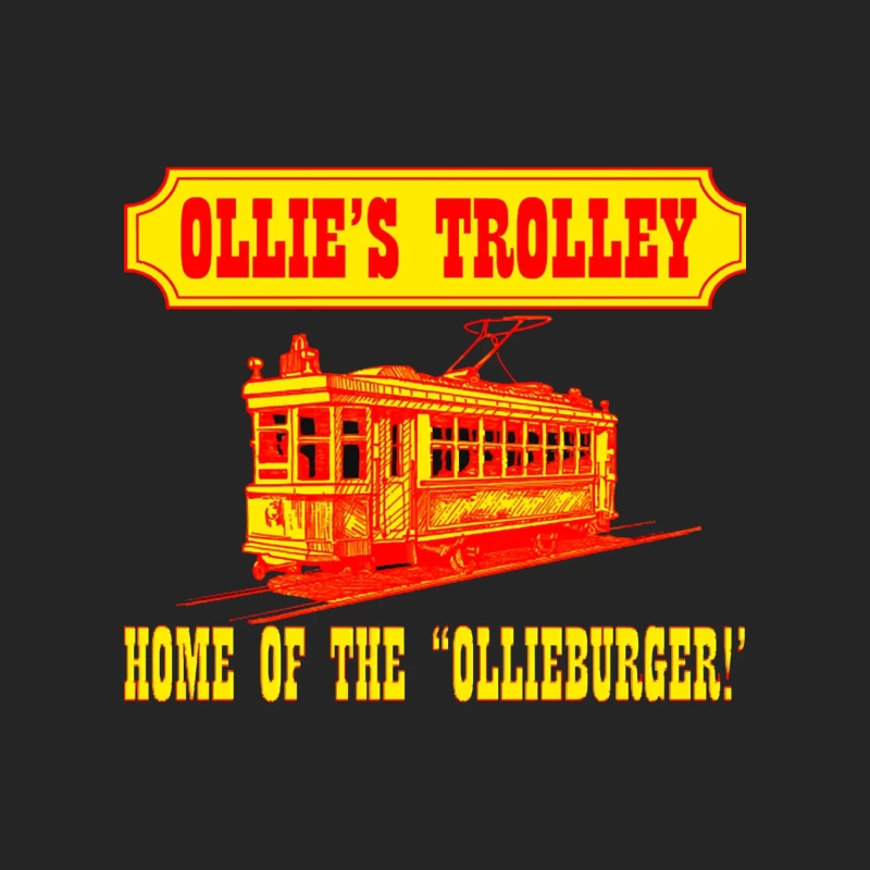 Vintage Ollie's Trolley Restaurant Logo with Classic Streetcar Design Male Pullover Sweatshirt