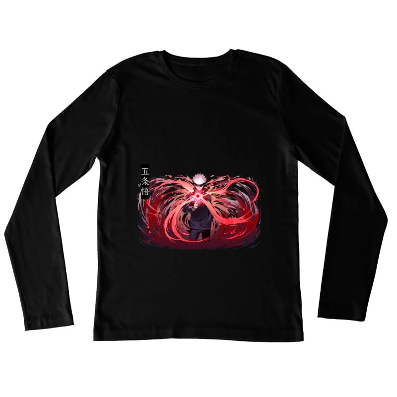 Anime-Charakter mit Energieaura Damen Langarm T-Shirt