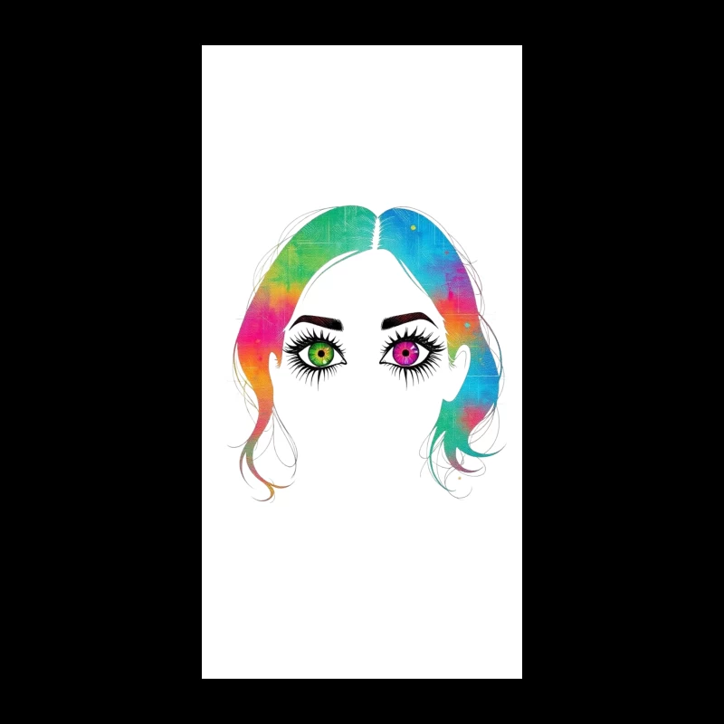 Artistic Rainbow Portrait with Heterochromatic Eyes iPhone Case
