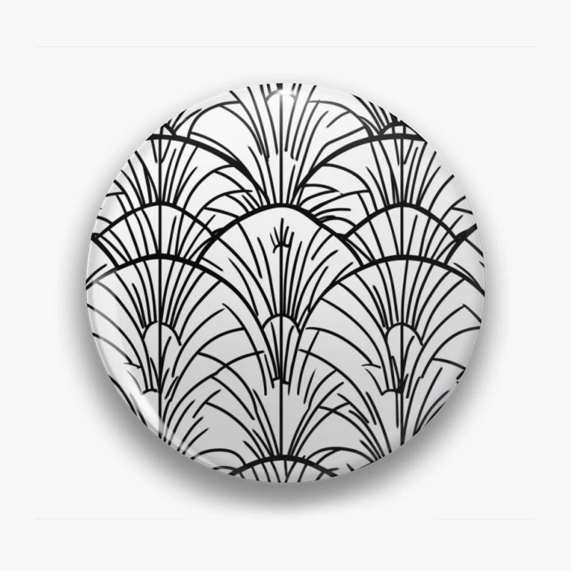 Art Deco Geometric Fan Pattern in Black and White Pin