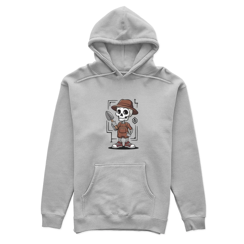Cute Cartoon Skeleton Gardener with Shovel and Overalls Female Pullover Hoodie