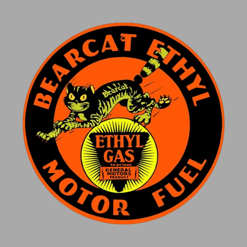 Vintage Bearcat Ethyl Motor Fuel Advertisement with Black Cat Mascot Female Pullover Hoodie