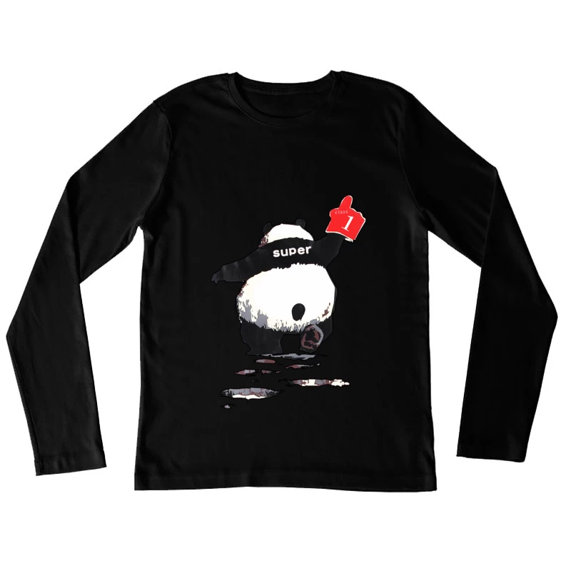 Tanzender Panda mit Daumen hoch Damen Langarm T-Shirt
