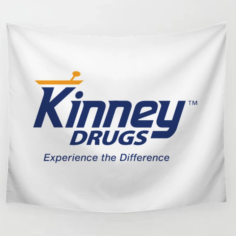 Kinney Drugs Pharmacy Logo with Blue Text and Orange Accent Tapestry