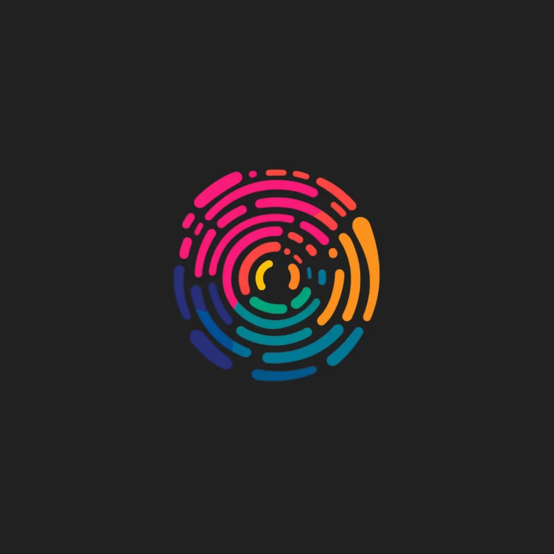 Colorful Abstract Circular Fingerprint Logo Design Bucket Hat