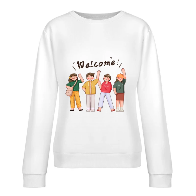 Willkommensgruß von vier Freunden Damen Pullover Sweatshirt