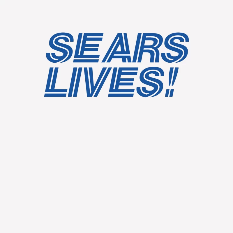 Sears Lives! Blue Text Logo Design Male T-Shirt