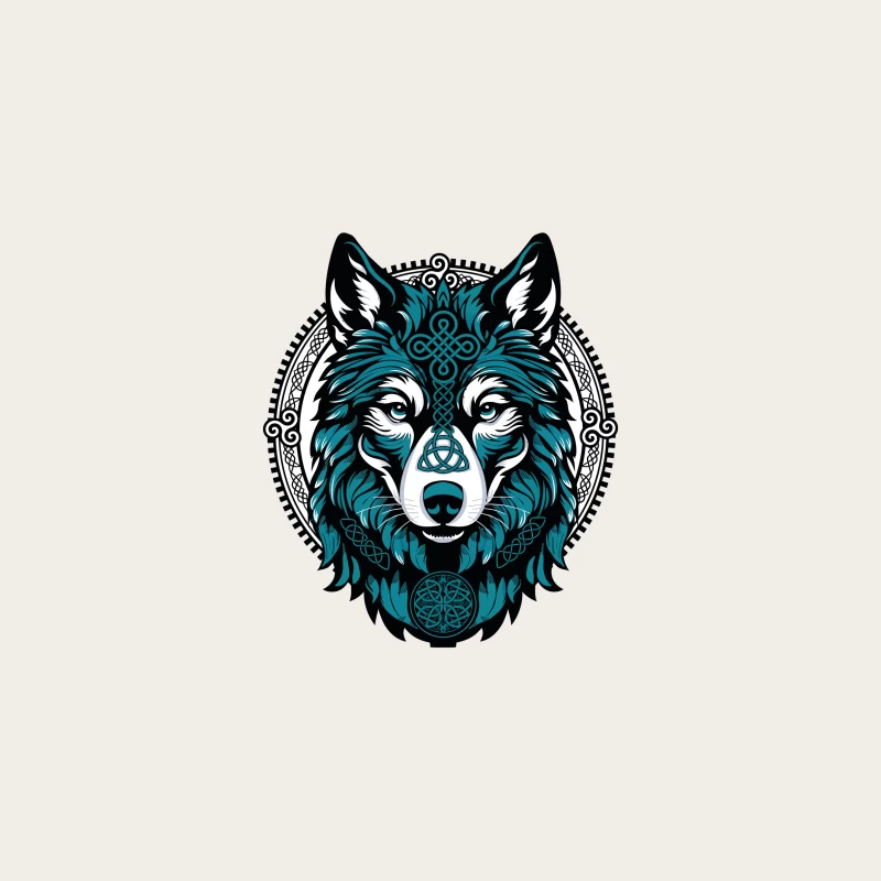 Majestic Celtic Wolf – Teal Knotwork Design Bucket Hat