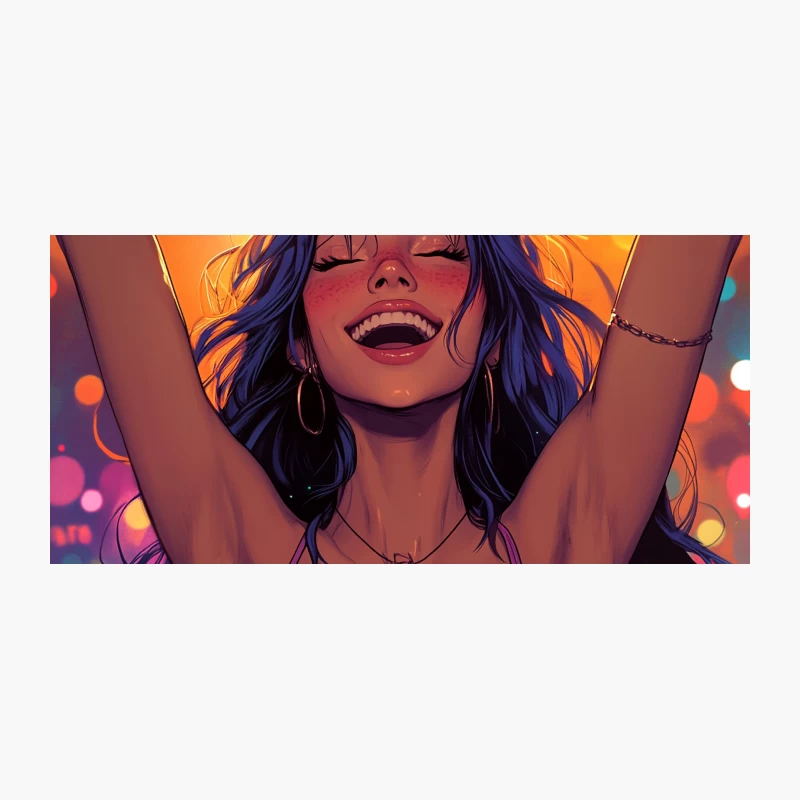 Euphoric Anime Girl in Vibrant Night Scene Coffee Mug