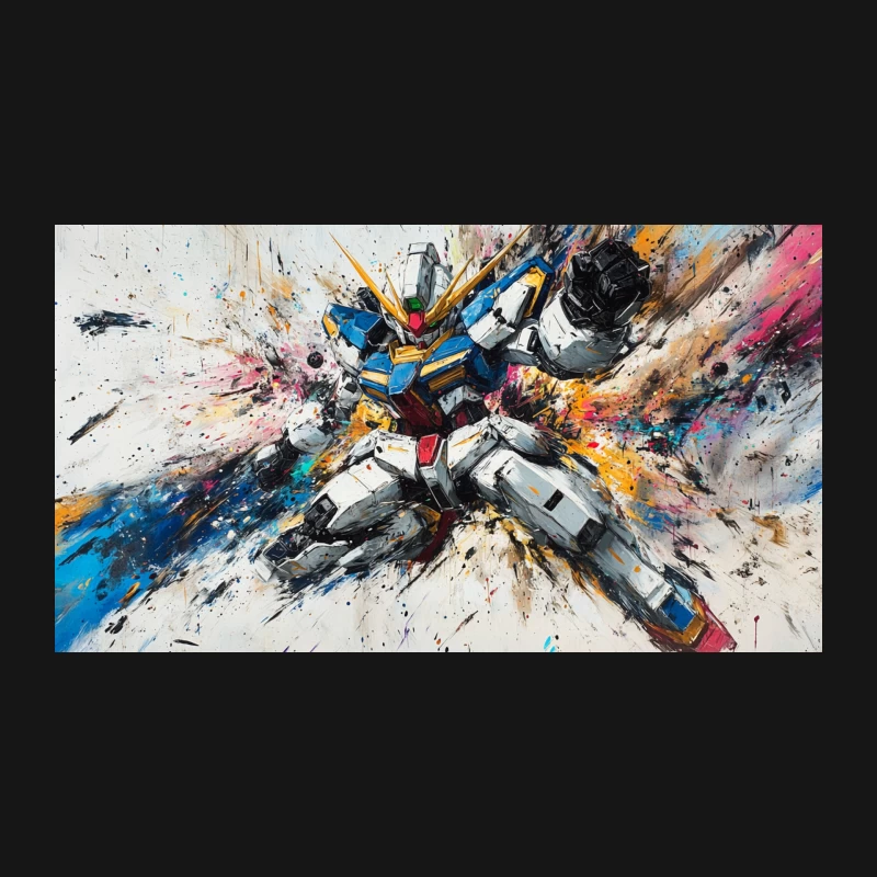 Dynamic Abstract Mecha Painting: Explosive Colorful Robot Action Desk Mat