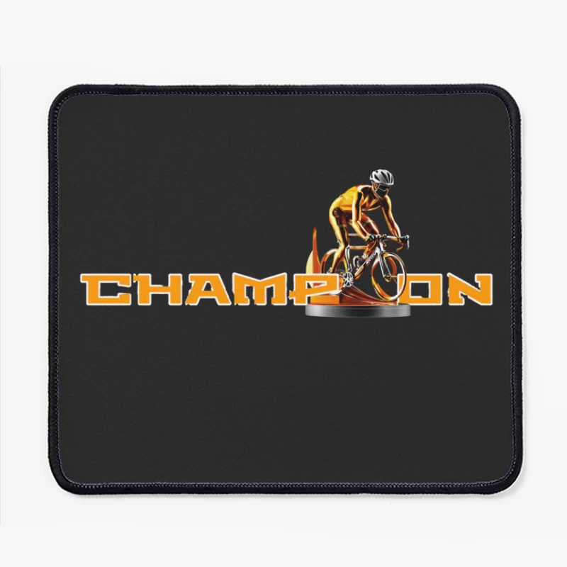 Champion Cycling Sports Logo with Trophy Cyclist Mouse Pad