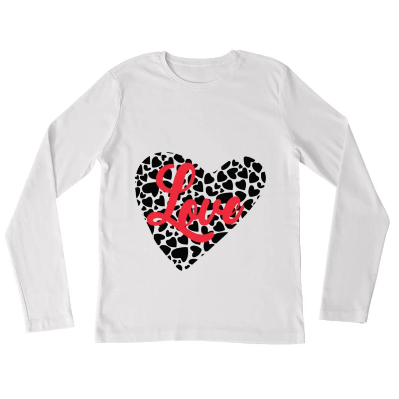 Motif de Cœur avec Amour Rouge Femme Manches Longues T-Shirt