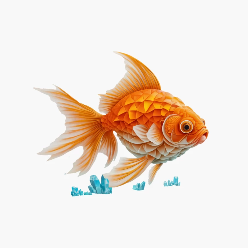 oldfish fish aquarium crystals cartoon illustration orange 3D Cotton Tote Bag