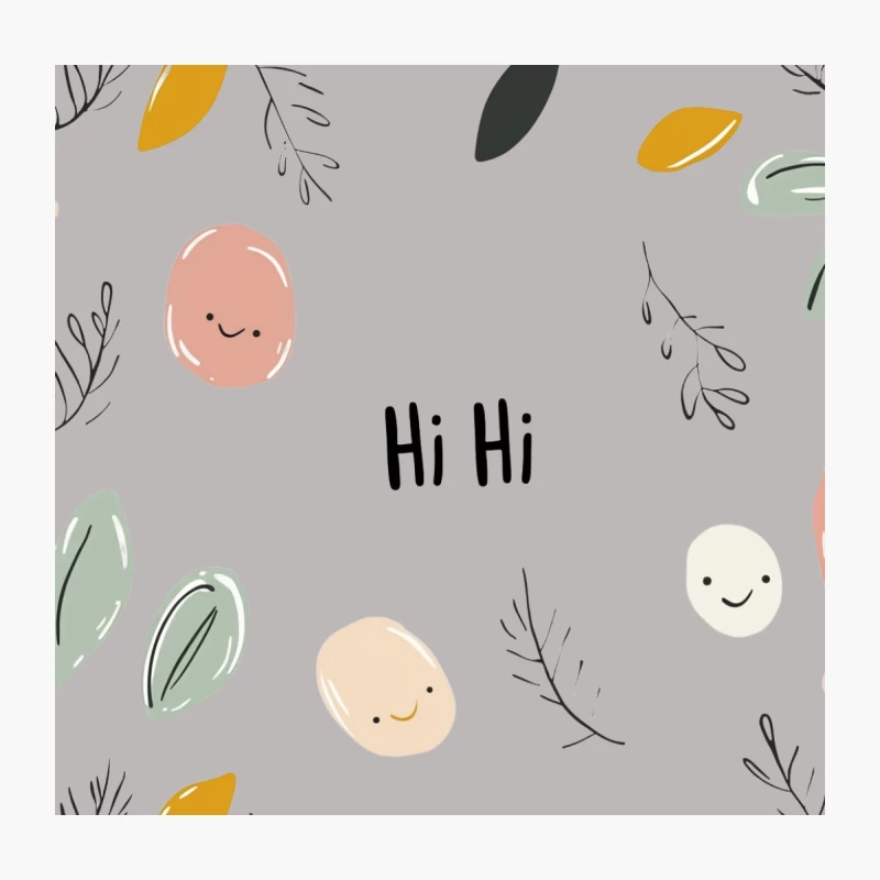 Cute Minimalist Abstract Illustration with Leaves and Greeting Throw Pillow