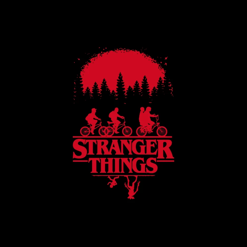 Stranger Things Red Silhouette Poster with Kids on Bikes Mouse Pad