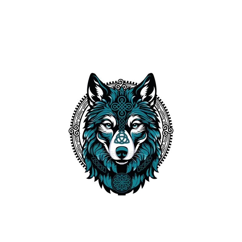 Majestic Celtic Wolf – Teal Knotwork Design iPhone Case