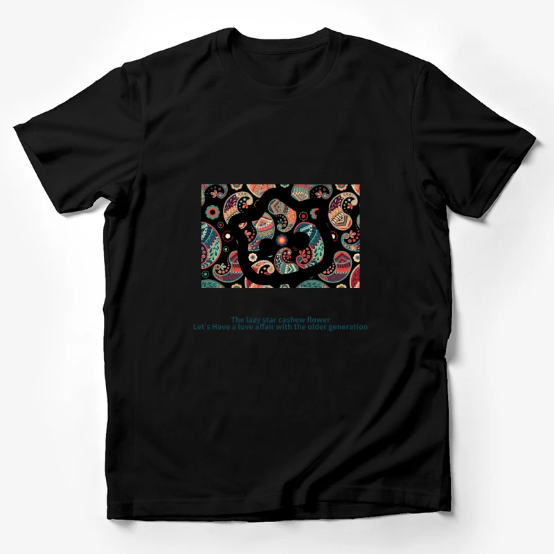 Paisleymuster mit Blumen und Sternmotiv Herren T-Shirt