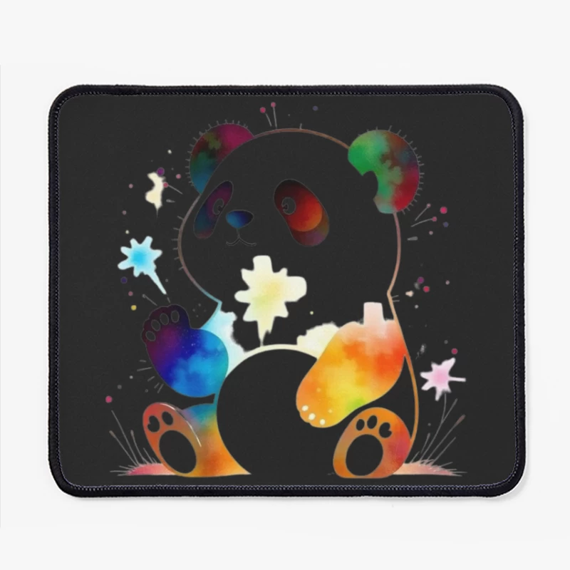 Colorful Watercolor Panda Bear Illustration Mouse Pad