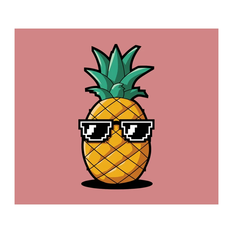Cool Cartoon Pineapple with Pixel Sunglasses Tapestry