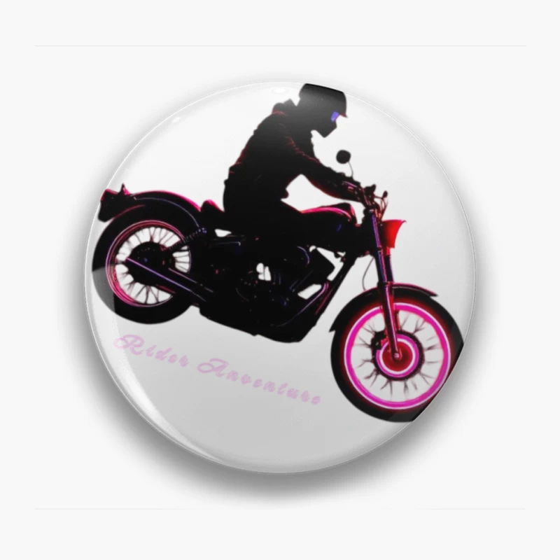 Neon-Glowing Vintage Motorcycle Rider Silhouette Pin