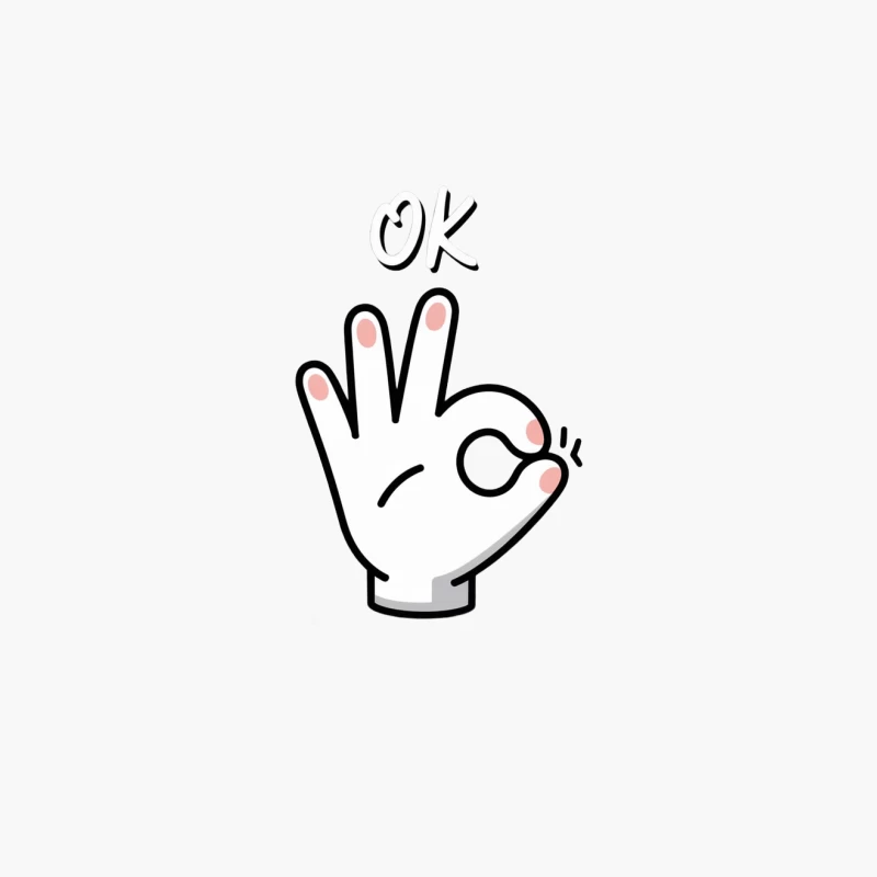 Cartoon OK Hand Gesture Illustration: Universal Symbol of Agreement Cotton Tote Bag