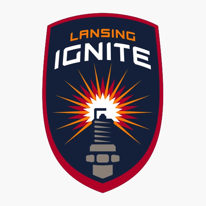 Lansing Ignite Soccer Team Shield Logo with Lighthouse Emblem Cotton Tote Bag