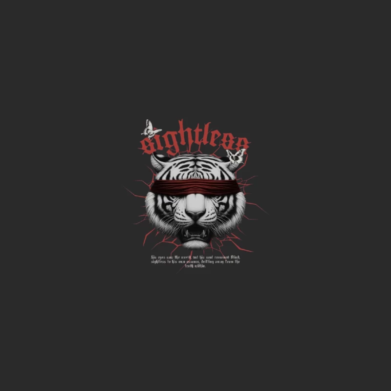 Blindfolded Tiger with Gothic Typography Baseball Cap