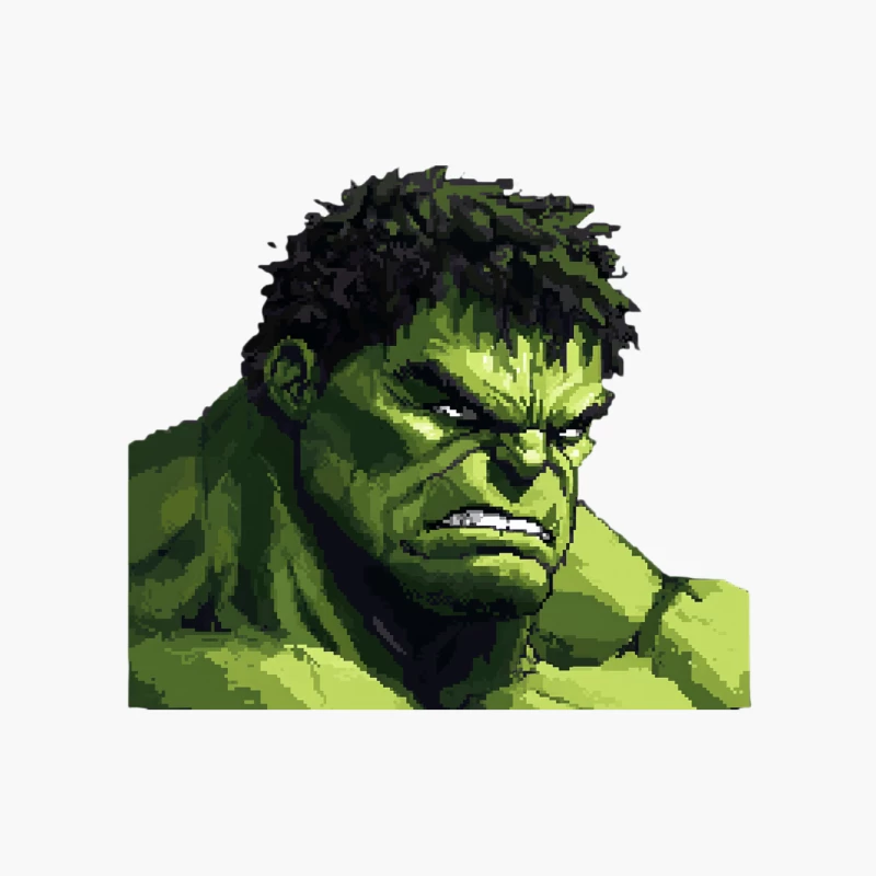 Pixelated Angry Green Hulk: Marvel's Iconic Superhero Cotton Tote Bag