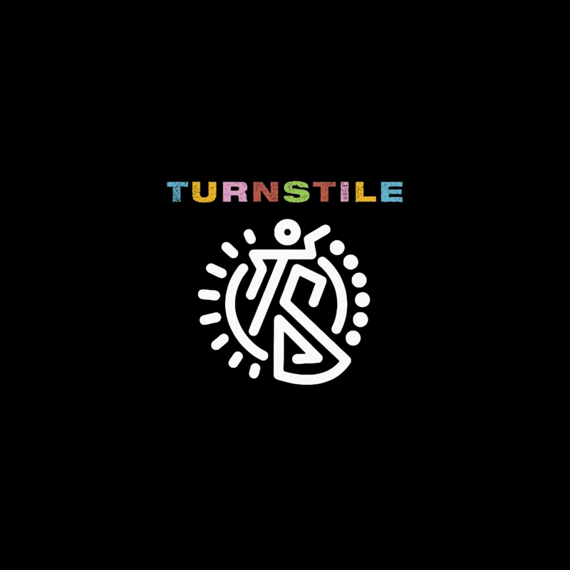 Colorful Turnstile Logo Design with Geometric Pattern Desk Mat