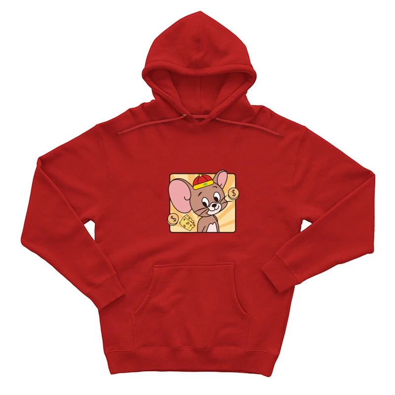 Niedliche Maus mit Kappe und Käse Herren Pullover Hoodie