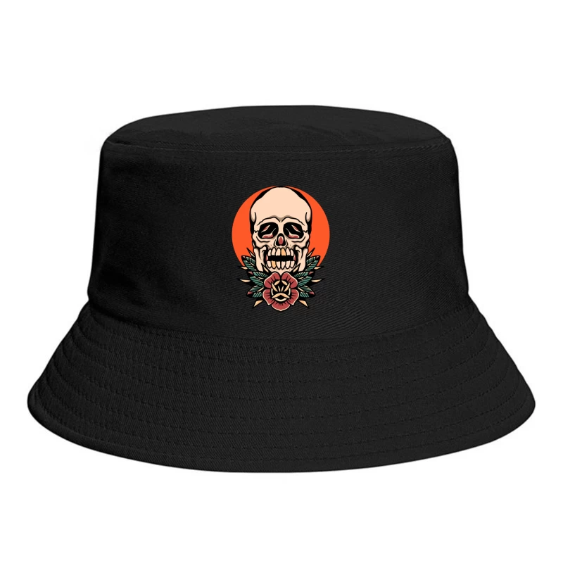 Skull with Floral Design Bucket Hat