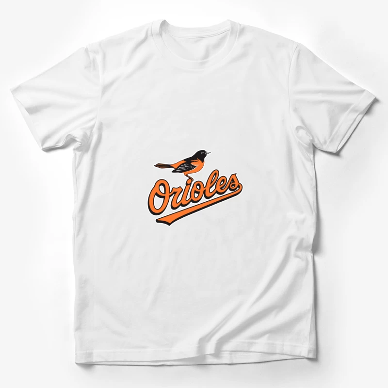 Baltimore Orioles MLB Baseball Team Logo with Orange Bird Mascot Male T-Shirt