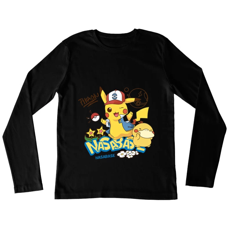Pikachu und Enton Abenteuer Damen Langarm T-Shirt