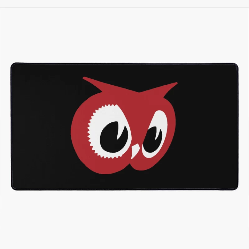 Red Owl Minimalist Logo Design Desk Mat