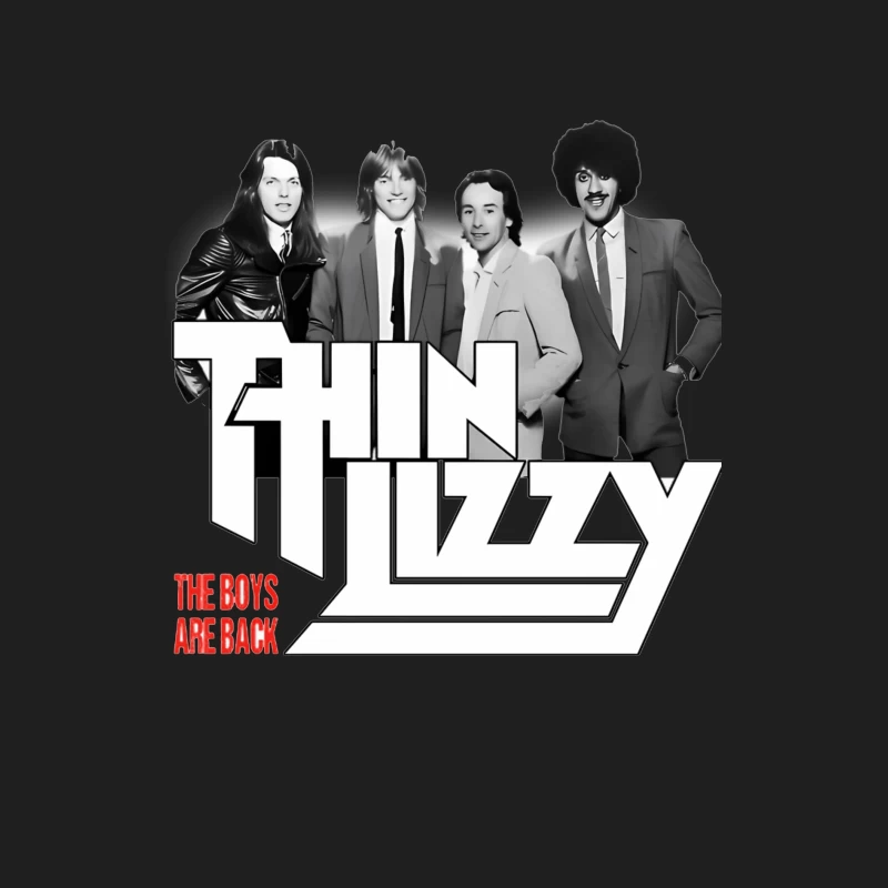 Thin Lizzy "The Boys Are Back" Album Cover - Classic Rock Band Portrait in Black and White Male Tank Top