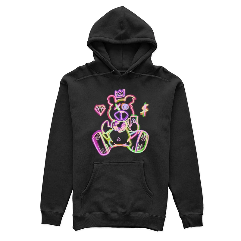 Neon Bärenkunst mit Kronen und Schmuck Damen Pullover Hoodie