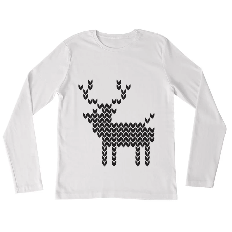 Motif de Renne en Tricot Femme Manches Longues T-Shirt