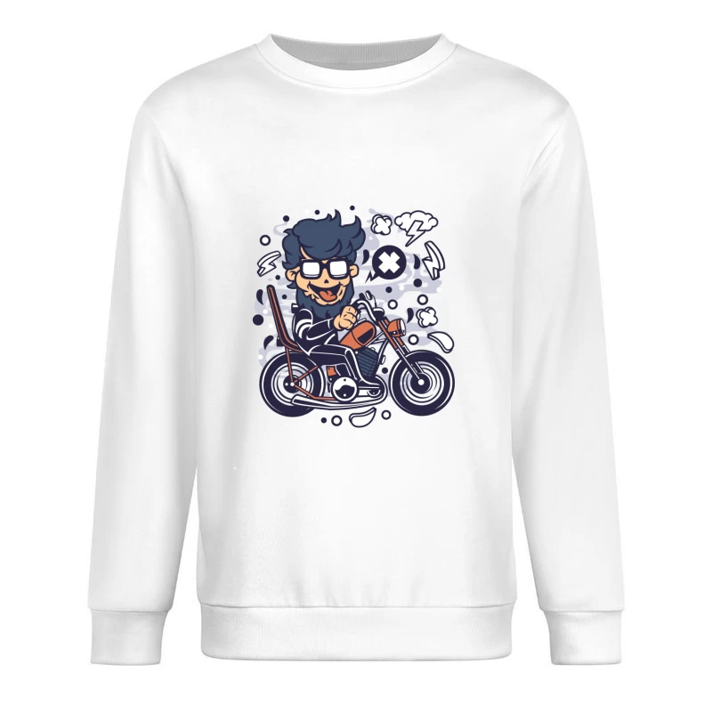 Motard cartoon amusant sur une moto Homme Sweat-shirt à enfiler