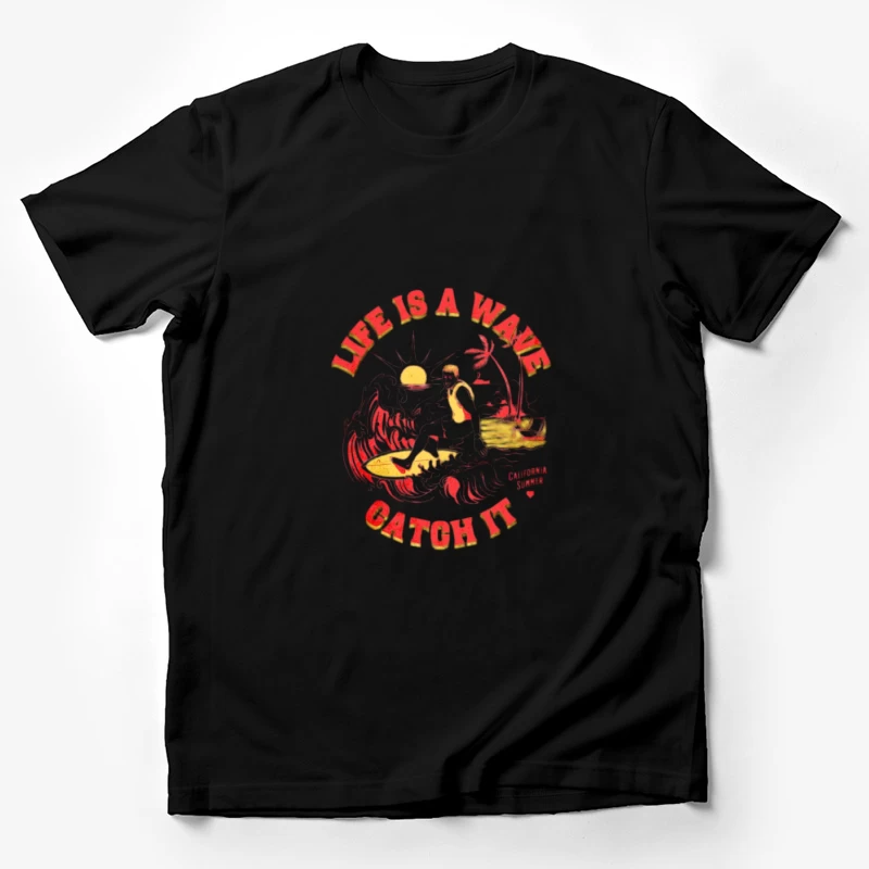 Surf, Vie, Coucher de soleil Homme T-Shirt