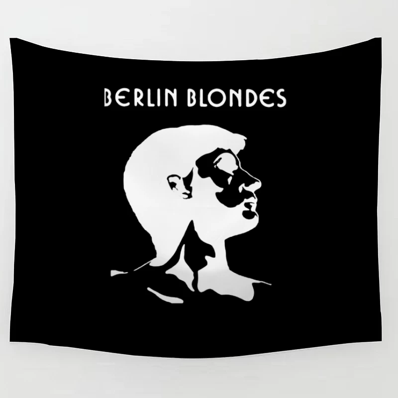 Minimalist Line Art Profile with Berlin Blondes Text Tapestry