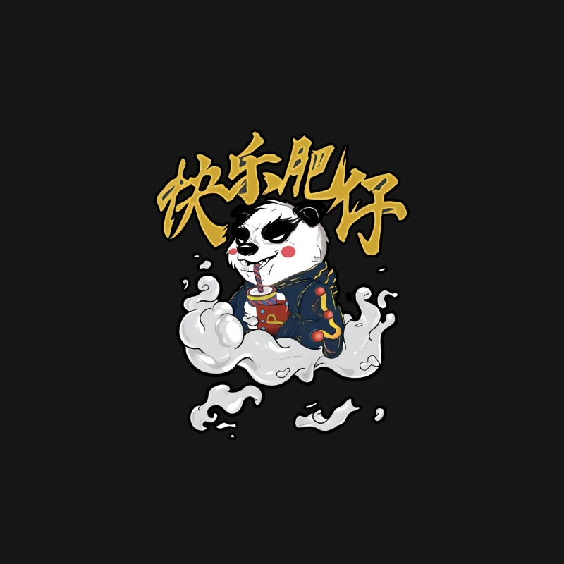 Fröhlicher Panda genießt Getränk Damen Langarm T-Shirt