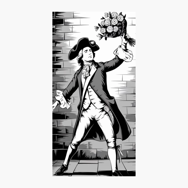 Dramatic Colonial Gentleman Offering Flowers iPhone Case