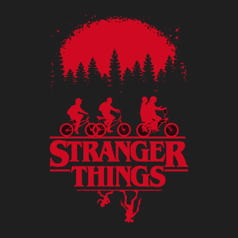 Stranger Things Red Silhouette Poster with Kids on Bikes Male Tank Top