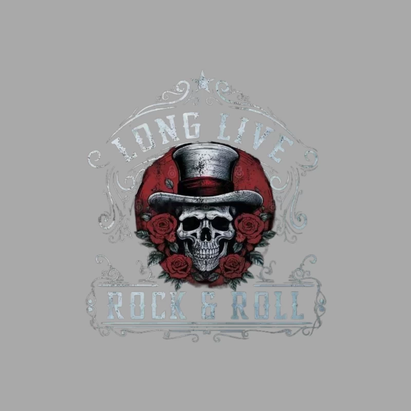 Long Live Rock and Roll Skull Design Male Pullover Hoodie