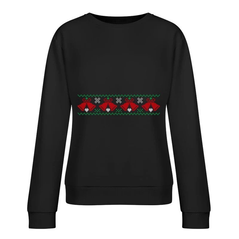 Motif de Noël avec cloches rouges et flocons de neige Femme Sweat-shirt à enfiler