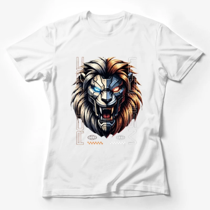 Cyberpunk Lion with Mechanical Face Female T-Shirt