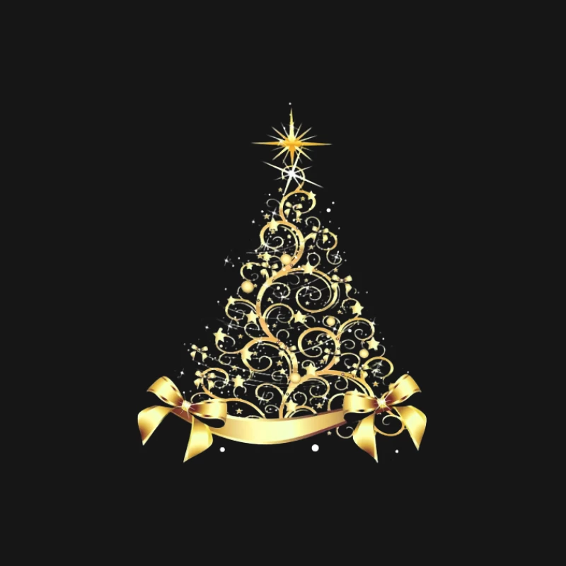 Goldener Weihnachtsbaum mit Schleifen Damen T-Shirt
