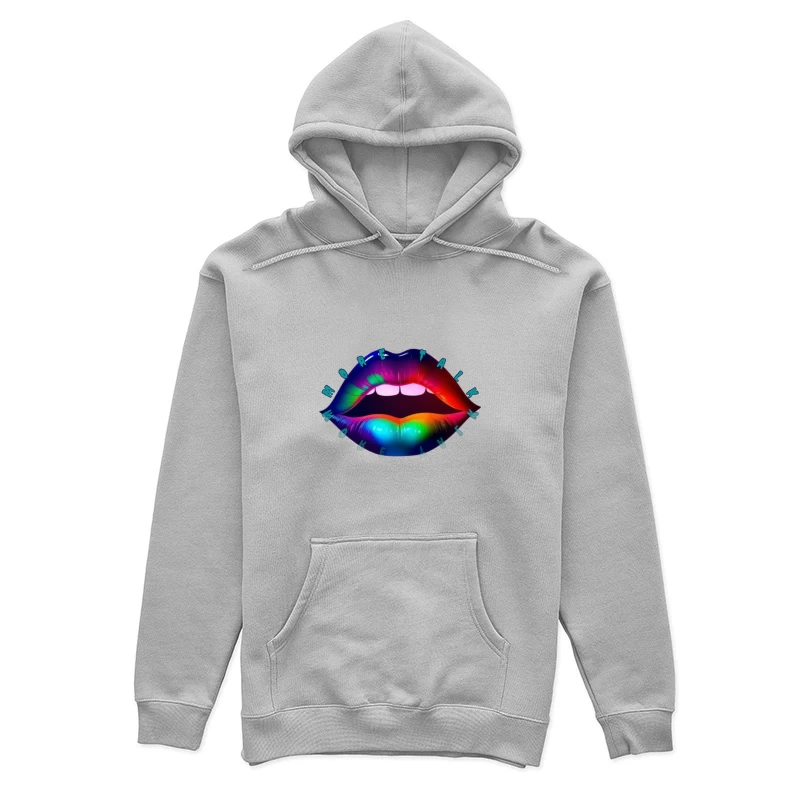 Rainbow Pierced Lips Pop Art Design Female Pullover Hoodie