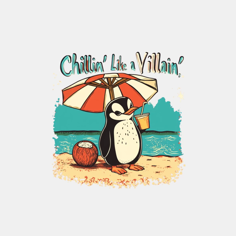 Cartoon Penguin's Villainous Beach Vacation Male Tank Top