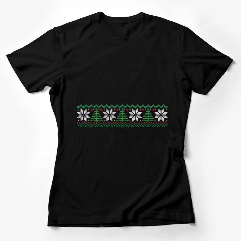 Motif de Noël traditionnel avec sapins et flocons Femme T-Shirt